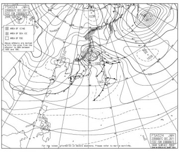 明日朝9時の予想天気図