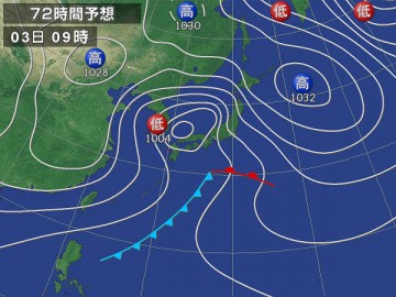 3日の予想天気図・・・荒れそう！